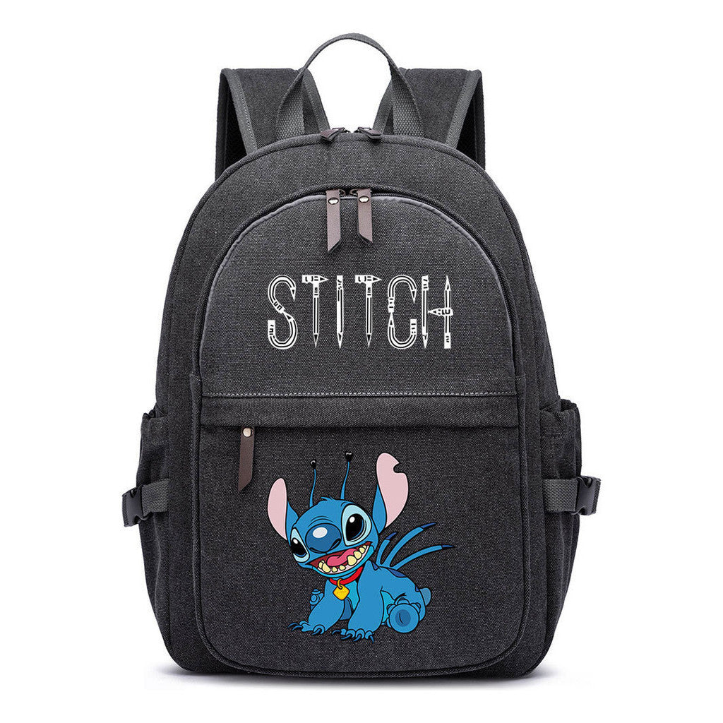 Anime Star Baby Stitch Printed Youth Student Backpack For Men And Women With Casual Woven Straps Backpack