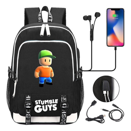 Printed Student Backpack Usb Men's And Women's Leisure Backpack