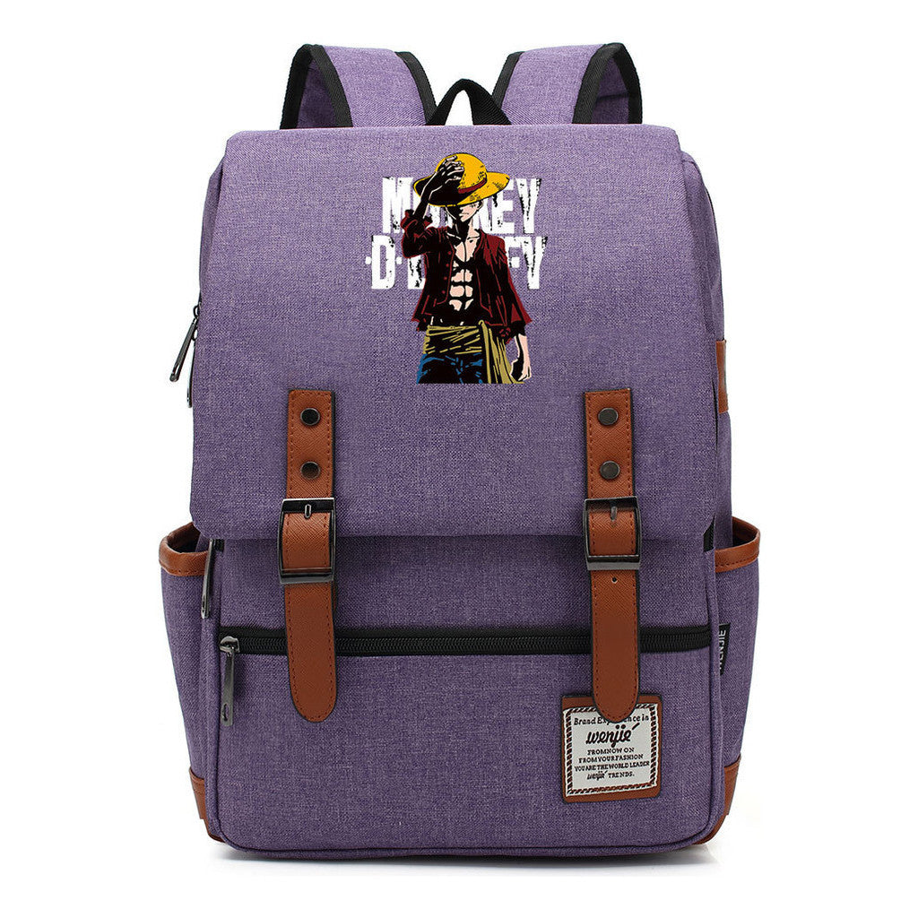 Anime Pirate King Luffy Printed Student Backpack For Men And Women With Casual Belt Buckle Classic Backpack