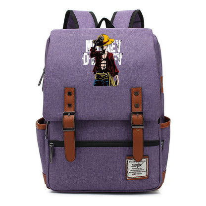 Anime Pirate King Luffy Printed Student Backpack For Men And Women With Casual Belt Buckle Classic Backpack