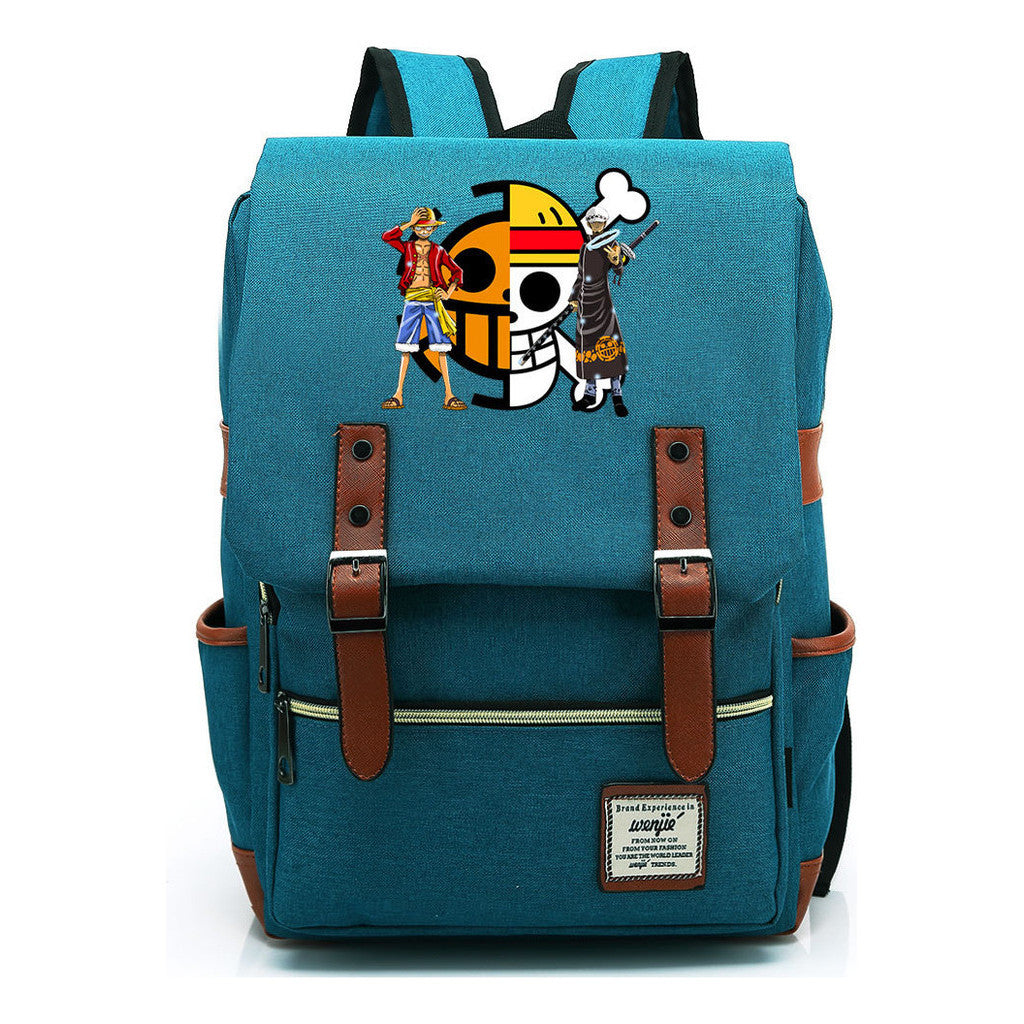 Anime Pirate King Luffy Printed Youth School Bag For Men And Women With Casual Belt Buckle Classic Backpack