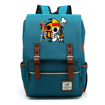 Anime Pirate King Luffy Printed Youth School Bag For Men And Women With Casual Belt Buckle Classic Backpack