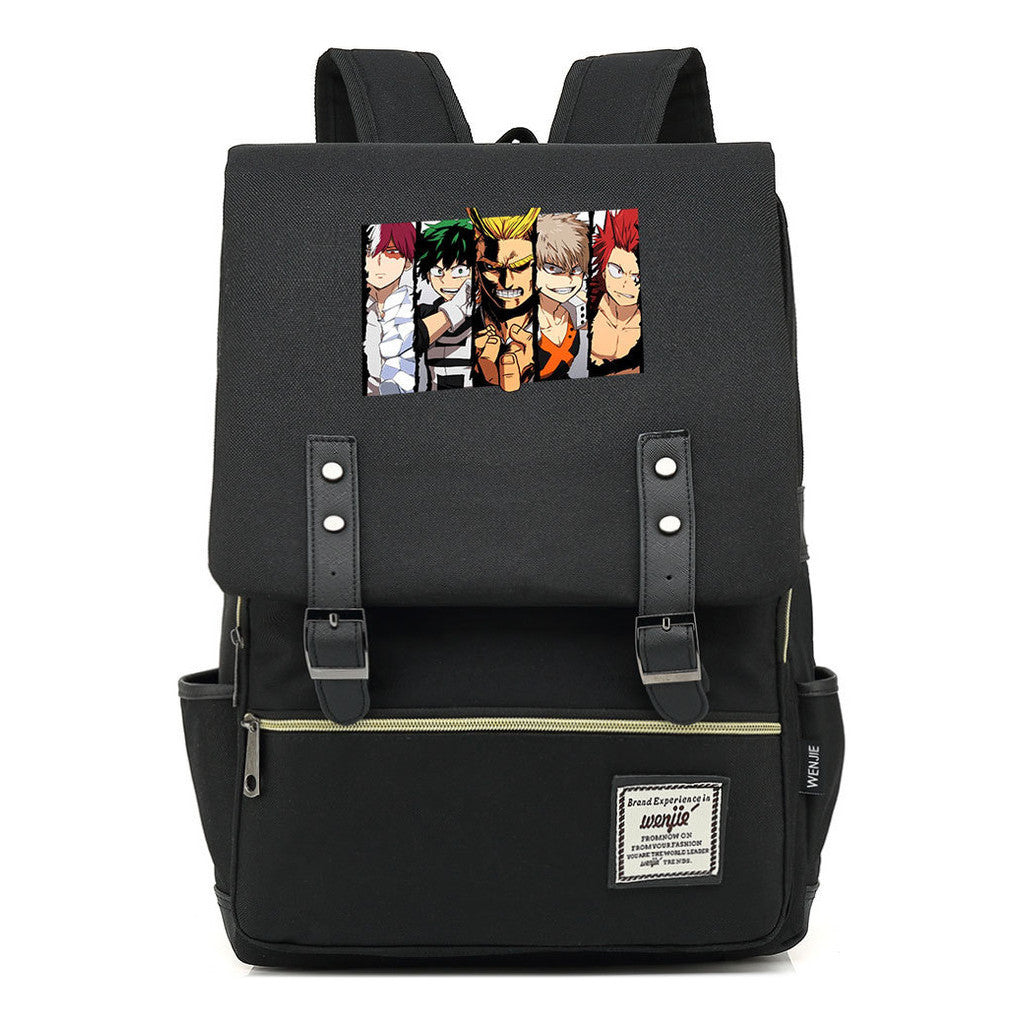 Anime My Heroes Academy Printed Youth Student Backpack Men's And Women's Leisure Belt Buckle Classic Backpack