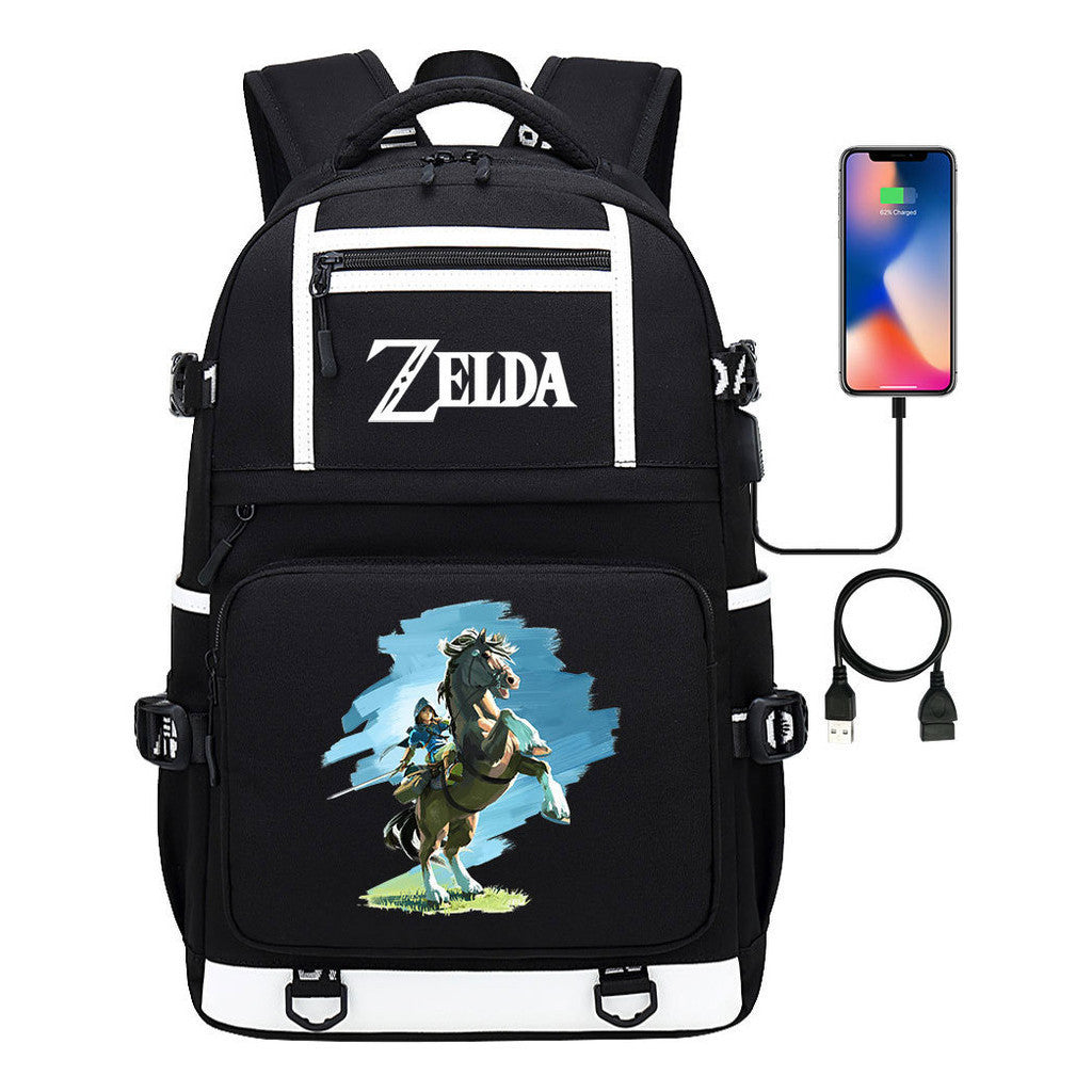 Legend Of Zelda Printed Usb Youth Student Backpack Men's And Women's Backpack Leisure Travel Bag