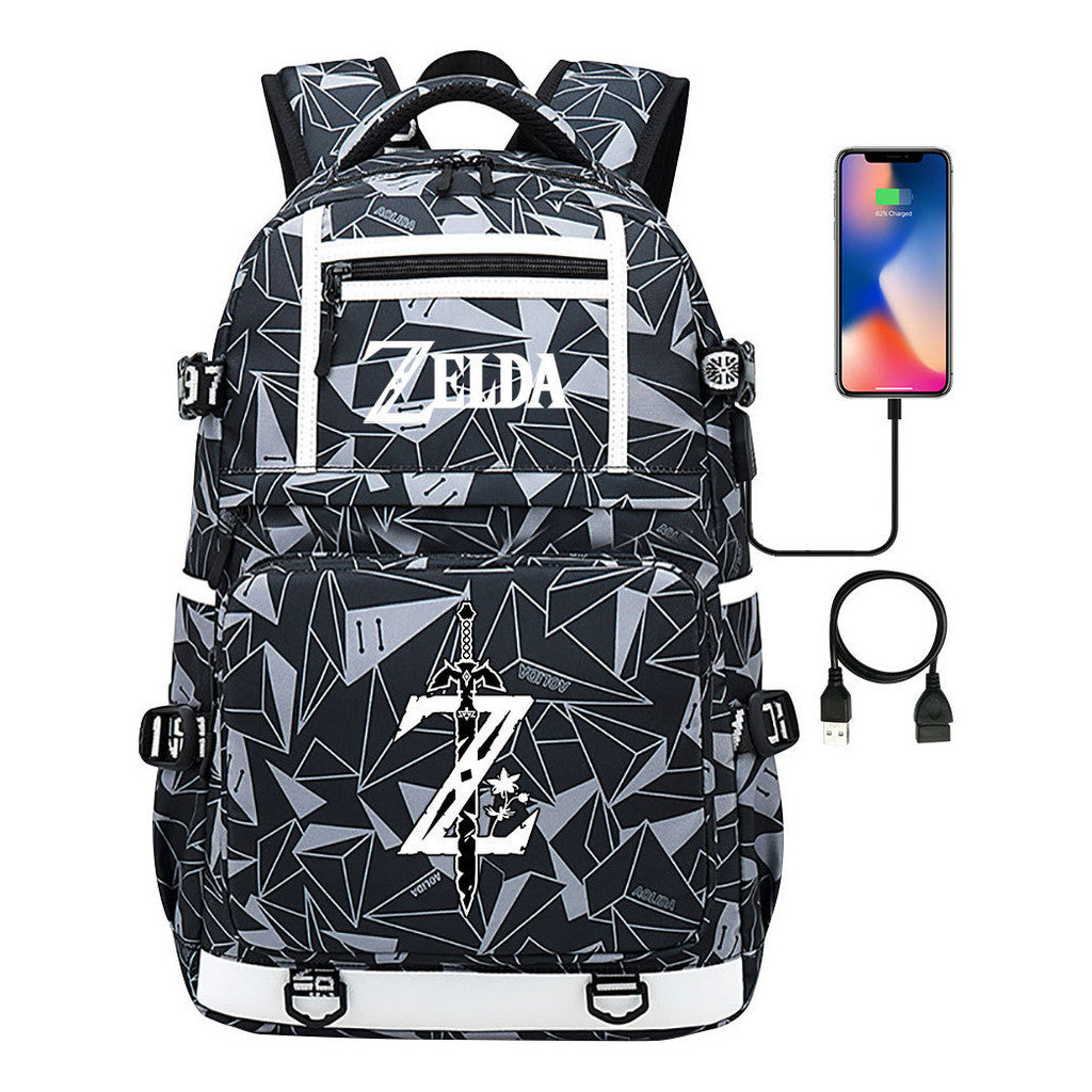 Legend Of Zelda Printed Usb Youth Student Backpack Men's And Women's Backpack Leisure Travel Bag