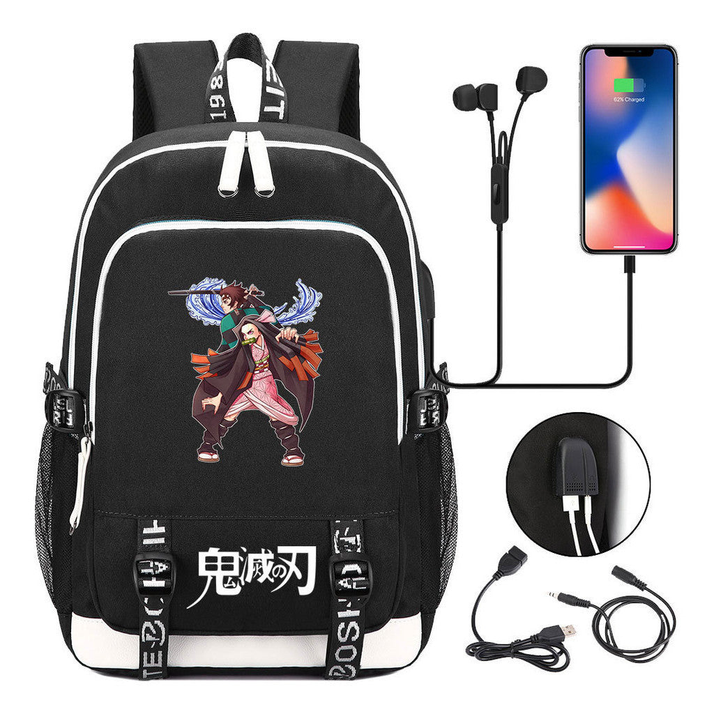 Comic Cartoon Fashion Youth Student Backpack Usb Men's And Women's Casual Backpack