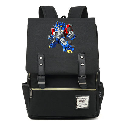 Transformed Mecha Printed Student Backpack For Men And Women's Leisure Backpack