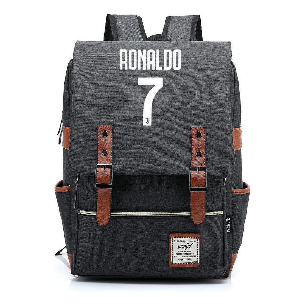 Football Star Cristiano Ronaldo Printed Student Backpack For Men And Women's Casual Classic Backpack