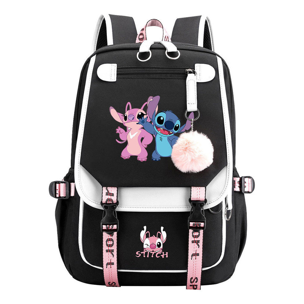 Interstellar Baby Stitch Usb Backpack For Boys And Girls Casual Woven Strap Flip Backpack