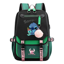 Interstellar Baby Stitch Usb Backpack For Men And Women, Casual Woven Strap Flip Back Backpack