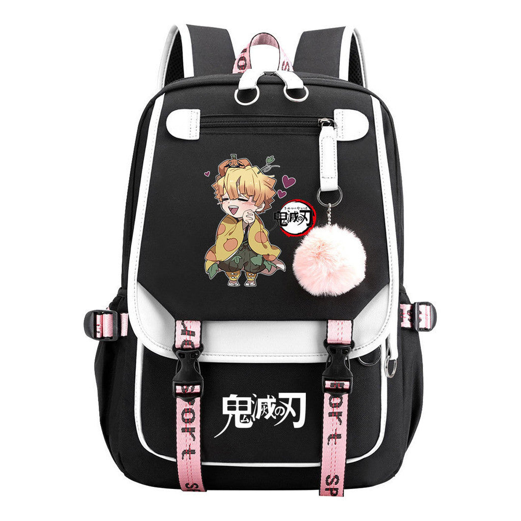 Cartoon Fashion Usb Youth School Bag For Boys And Girls Casual Ribbon Flip Backpack