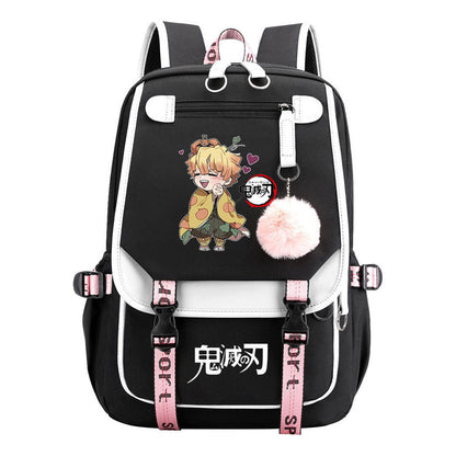 Cartoon Fashion Usb Youth School Bag For Boys And Girls Casual Ribbon Flip Backpack