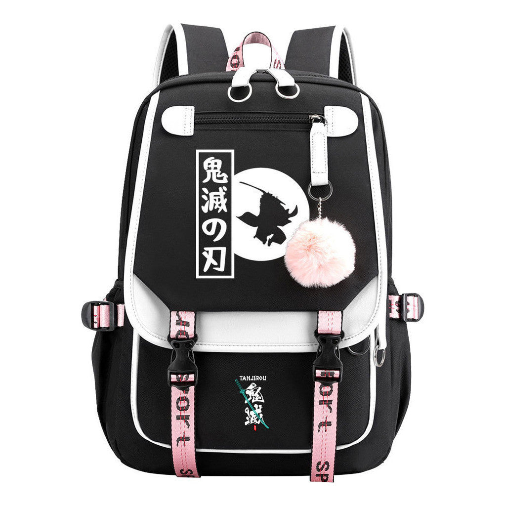 Cartoon Fashion Usb Youth Middle School Backpack For Boys And Girls Casual Woven Strap Flip Back Backpack