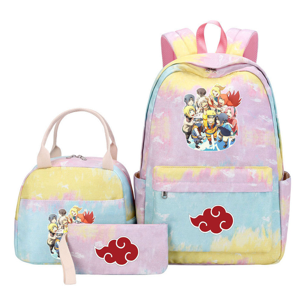 Naruto Student Girl Backpack Lunch Bag Three Piece Set Backpack Set