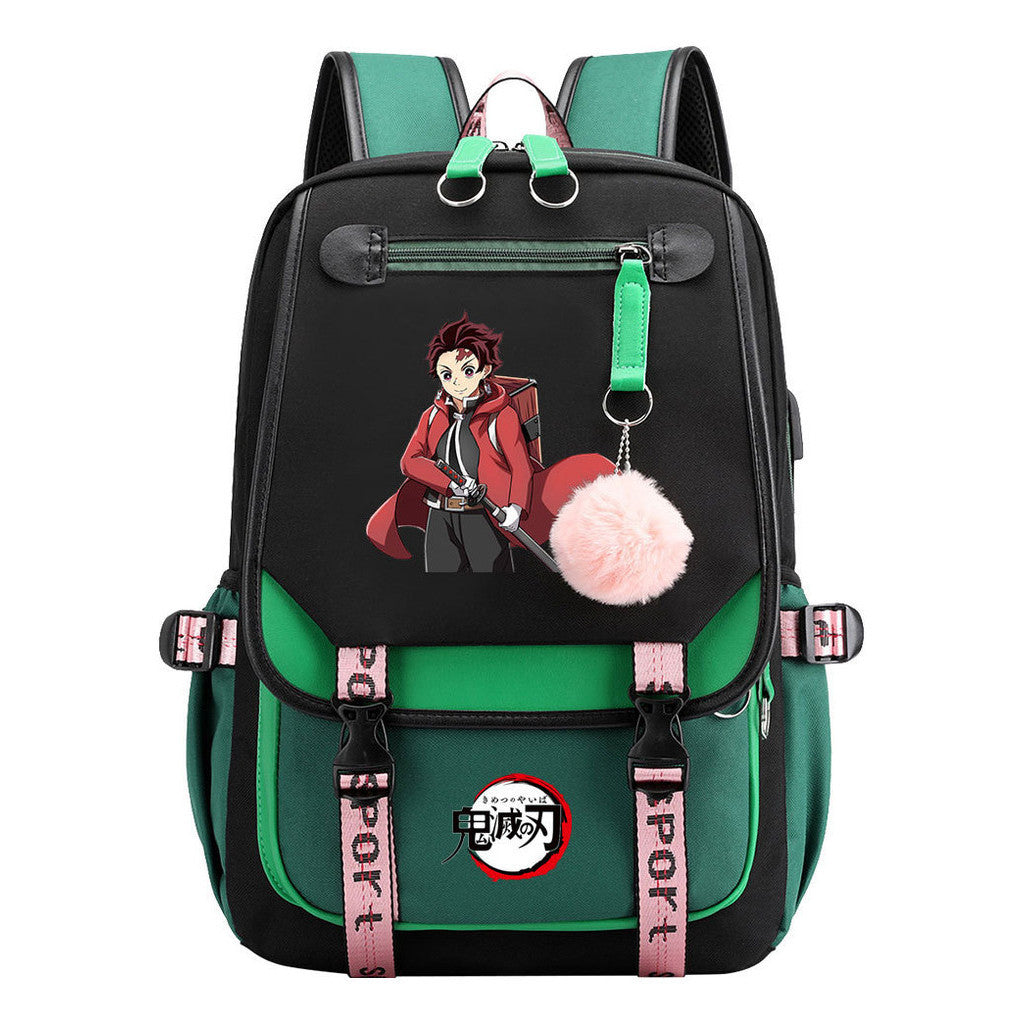 Cartoon Fashion Usb Student Backpack With Casual Woven Strap Flip Back Backpack