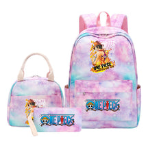 Cartoon Pirate King Youth Student Girls School Bag Lunch Bag Three Piece Set Backpack Set