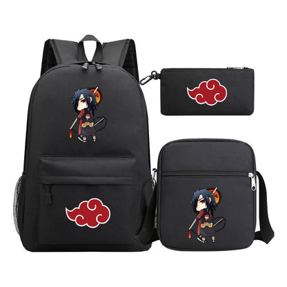 Anime Naruto Starry Sky Youth School Bag Three Piece Set For Boys And Girls Backpack Set