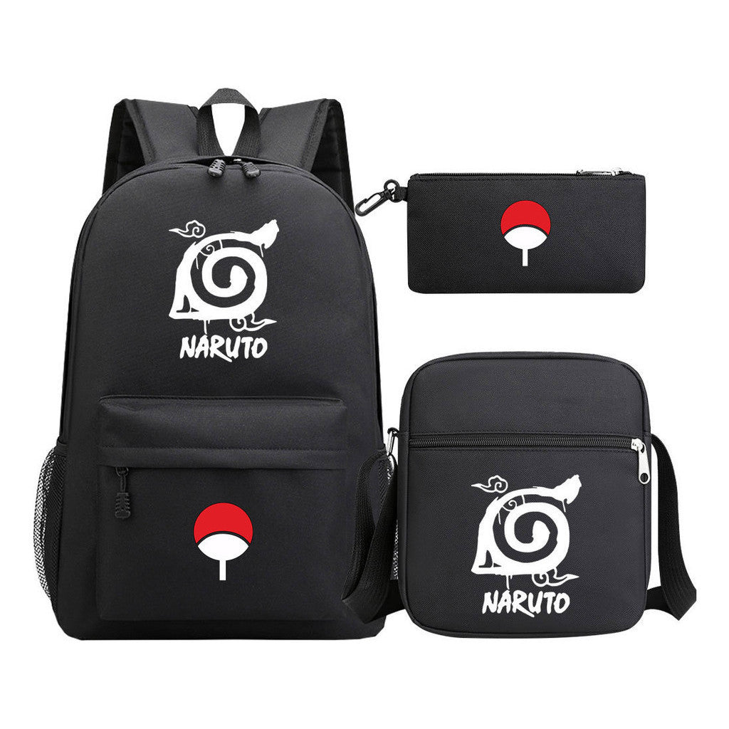 Anime Naruto Starry Sky Youth School Bag Three Piece Set For Men And Women Backpack Set