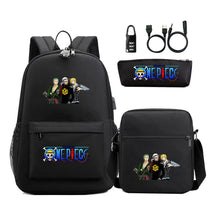 Cartoon Pirate King Usb Password Lock Youth Student Backpack Three Piece Set Backpack