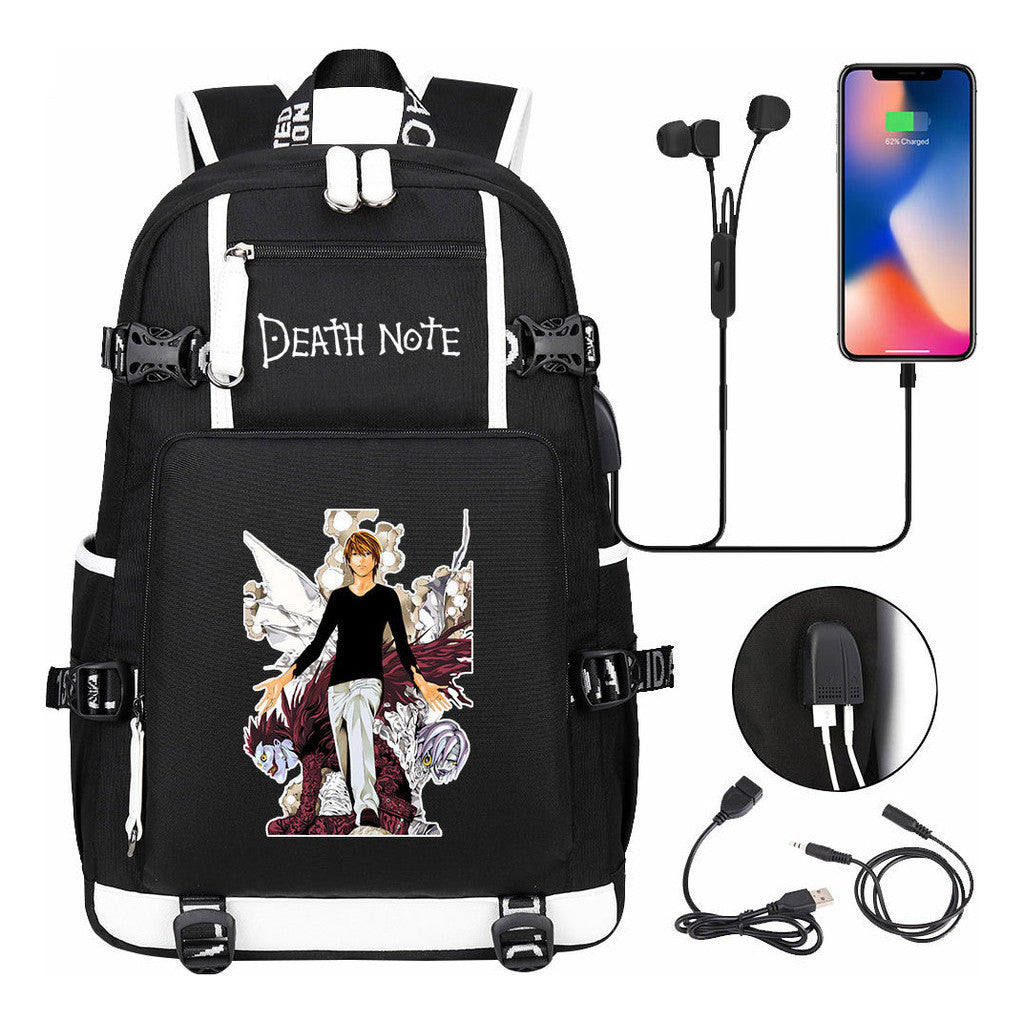 Death Note Usb Large Capacity Youth Student Backpack Men's And Women's Leisure Travel Backpack