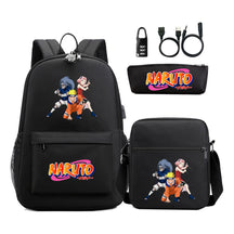 Naruto Usb Password Lock Youth Student Backpack Three Piece Set Backpack Set