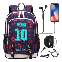 Blue Luminous Sports Football Star Teenagers Schoolbag Usb Leisure Backpack Men And Women