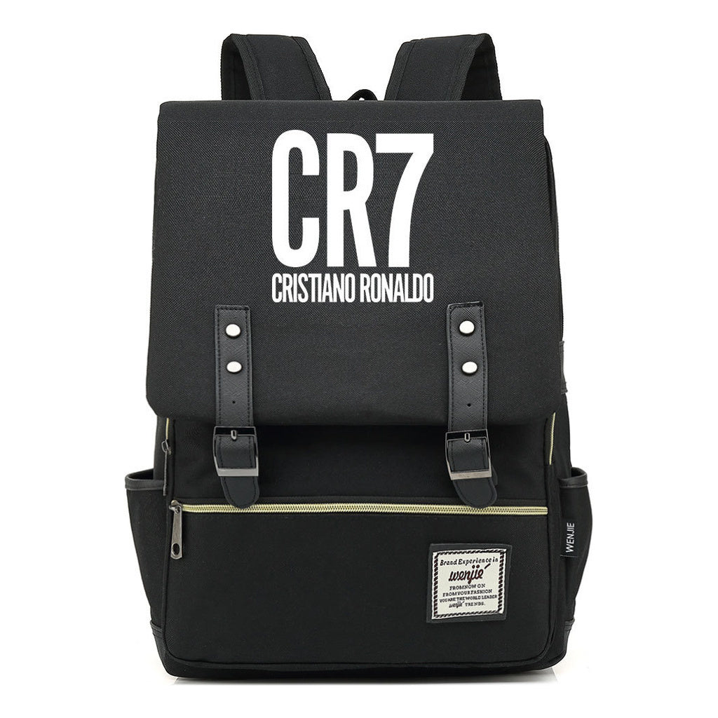 Football Star Cristiano Ronaldo Printed Backpack For Men And Women With Casual Belt Buckle Classic Backpack