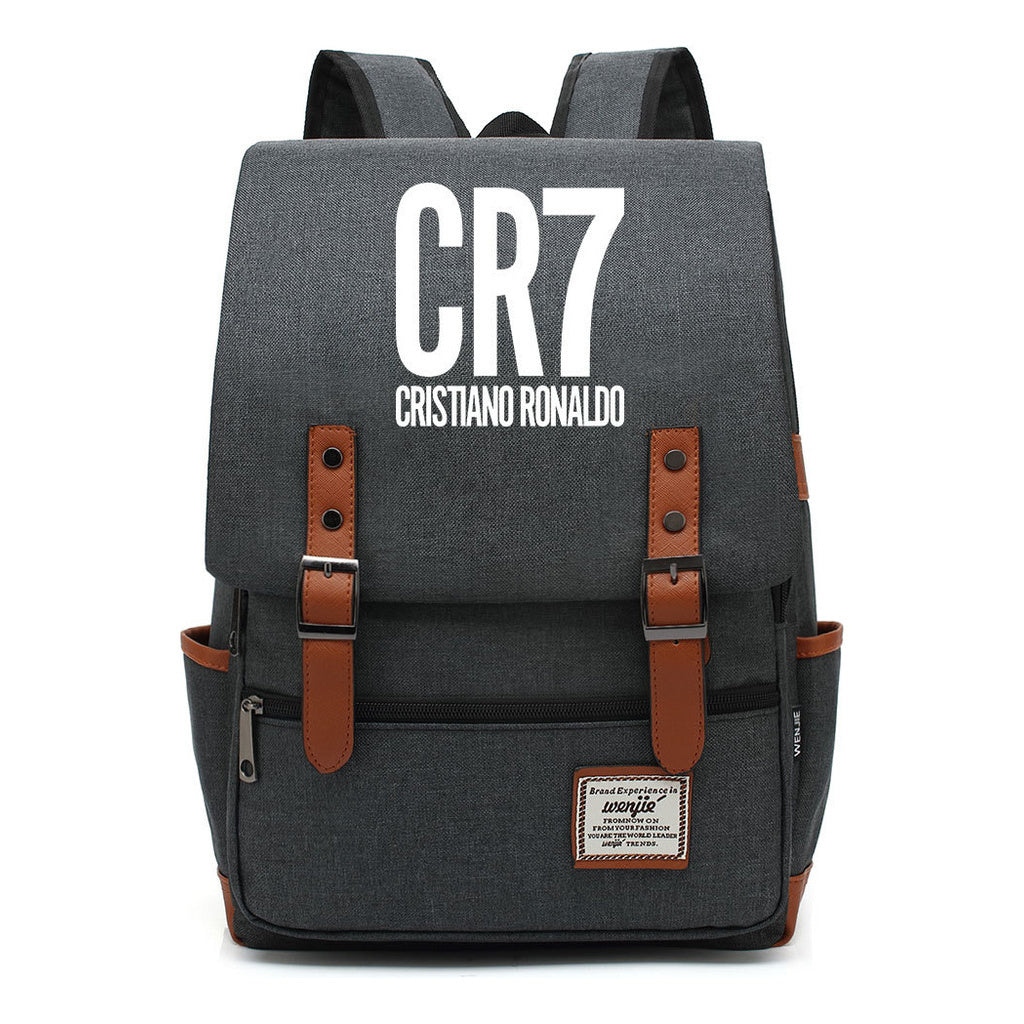 Football Star Cristiano Ronaldo Printed Backpack For Men And Women With Casual Belt Buckle Classic Backpack