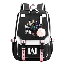 My Heroes Academy Usb Youth Student Backpack For Boys And Girls, Casual Woven Strap Flip Back Backpack