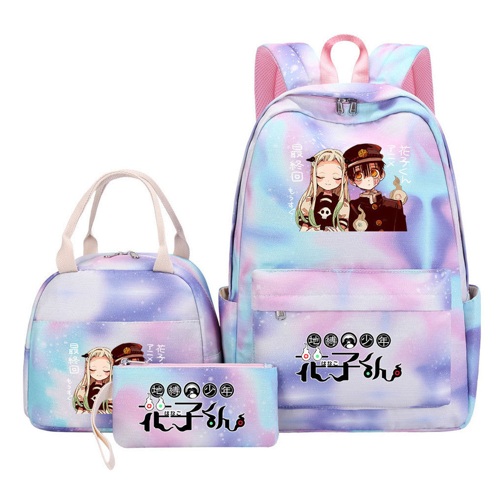 Ground Bound Youth Huazijun Student Girls School Bag Lunch Bag Three Piece Set Backpack Set