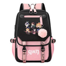 Comic Cartoon Fashion Usb Student Backpack Casual Woven Flap Backpack