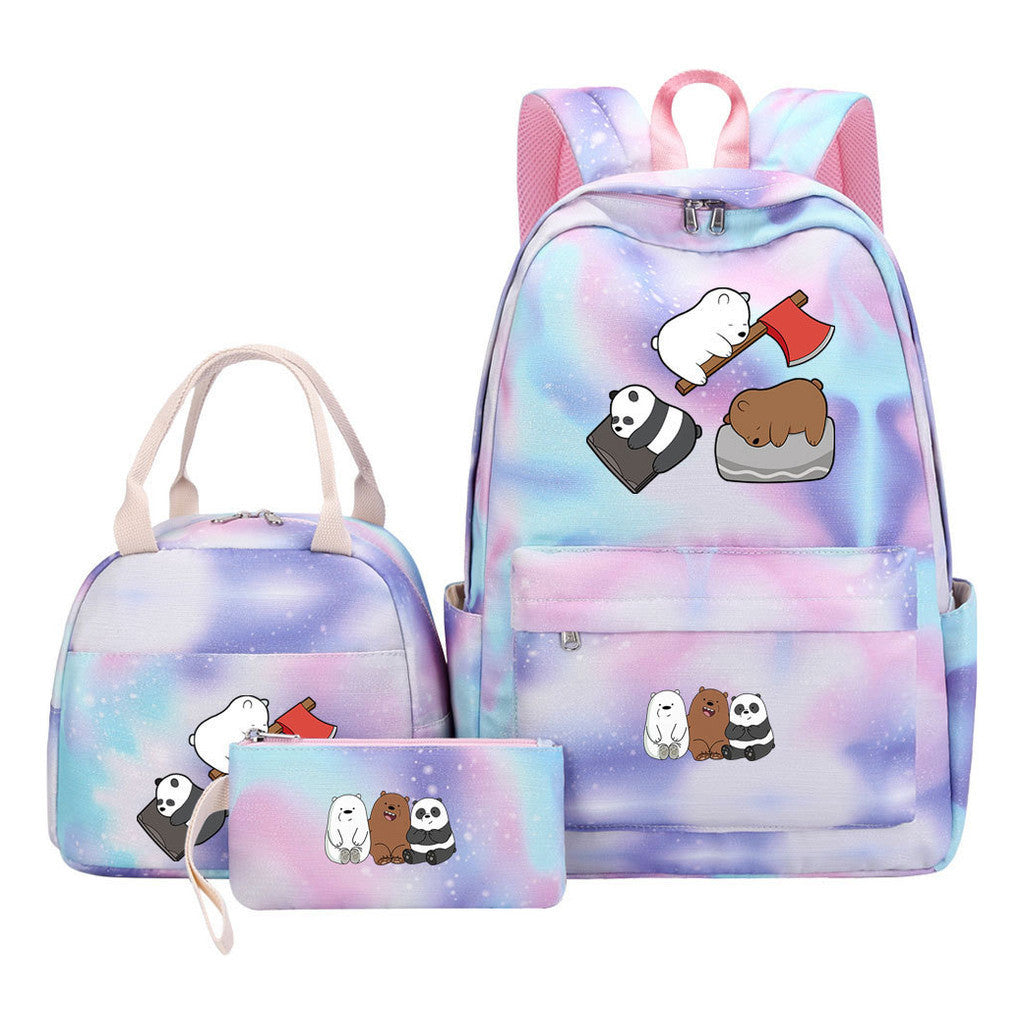 Cartoon Cute Three Cheap Bear Student Backpack Lunch Bag Three Piece Set Backpack Set