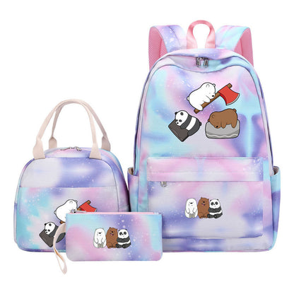 Cartoon Cute Three Cheap Bear Student Backpack Lunch Bag Three Piece Set Backpack Set