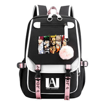 Comics My Heroes Academy Usb Student Backpack Casual Ribbon Flip Backpack