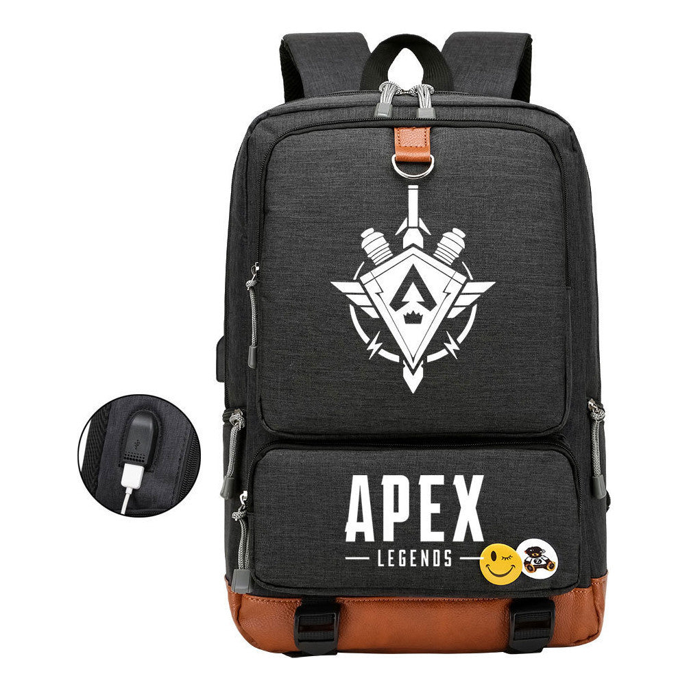 Apex Hero Print Usb Student Backpack Leisure Travel Backpack