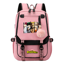 My Heroes Academy Usb Student Backpack, Casual Woven Strap Flip Back Backpack
