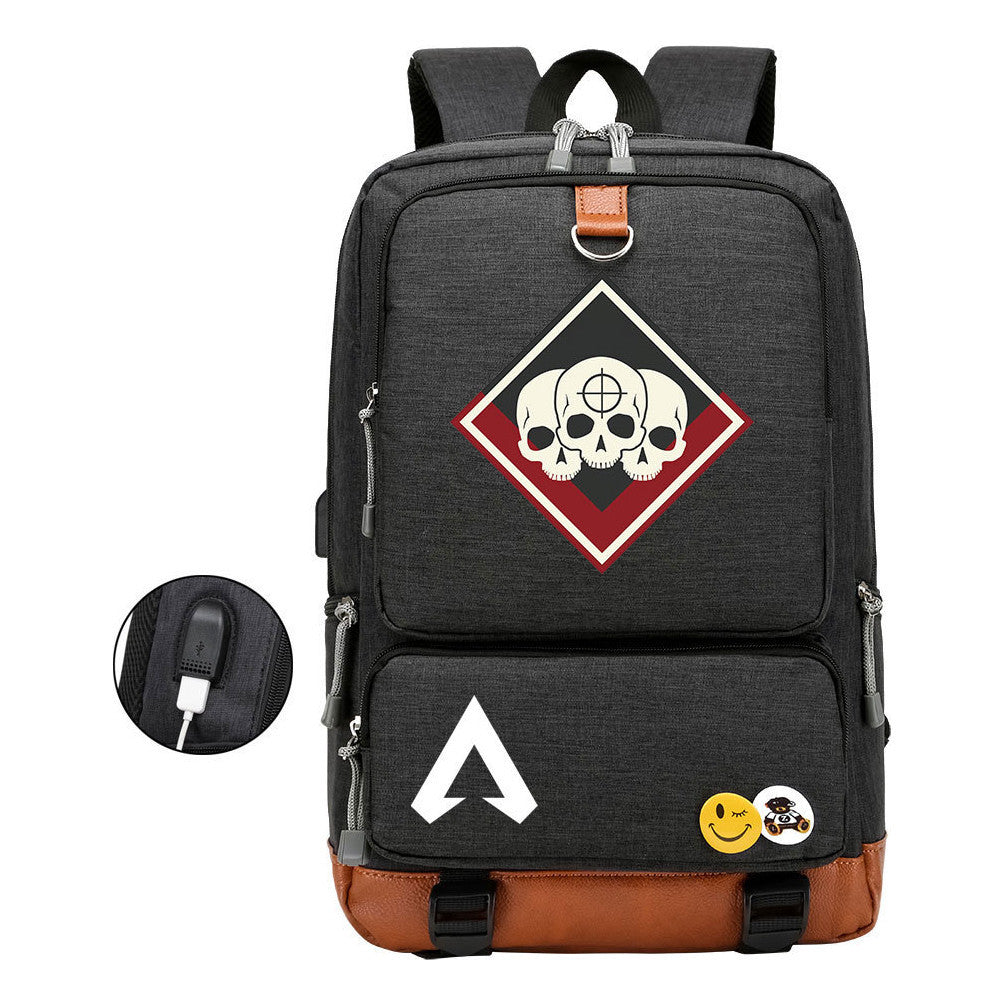 Apex Hero Print Usb Student Backpack Casual Backpack