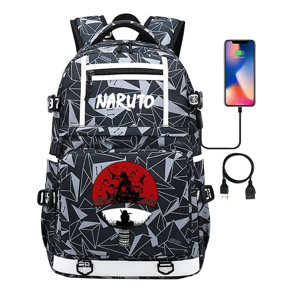 Naruto Usb Youth Student School Bag Men's And Women's Backpack Leisure Travel Bag