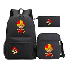 Super Mario Printed Student Backpack Three Piece Set For Men And Women's Backpack Set