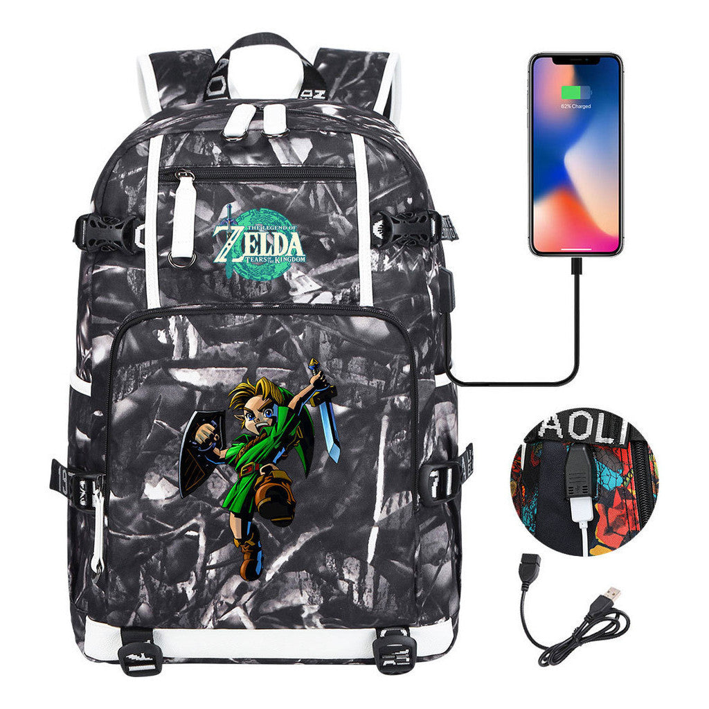 Game Zelda Legend Printed Youth Student Backpack For Men And Women With Large Capacity Leisure Travel Backpack