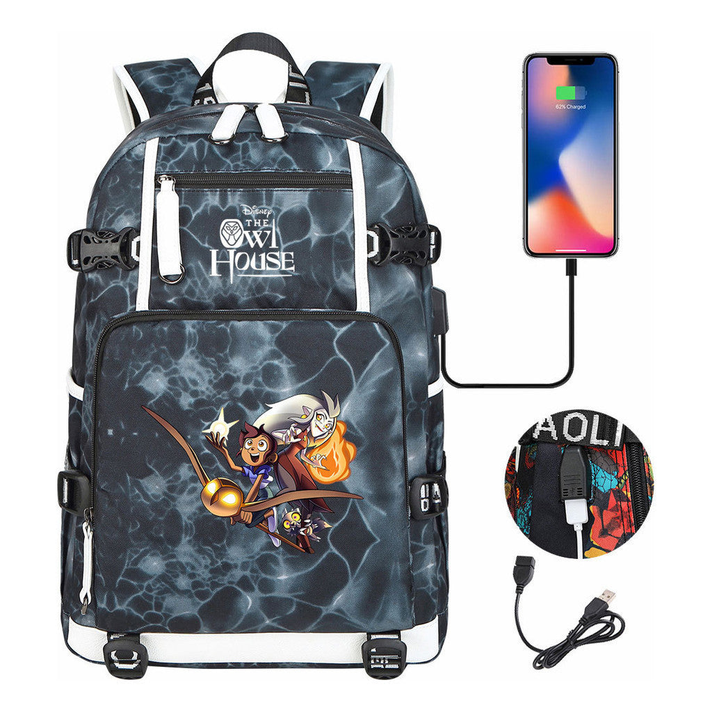Anime Owl Magic Print Youth Student School Bag Backpack Leisure Travel Backpack