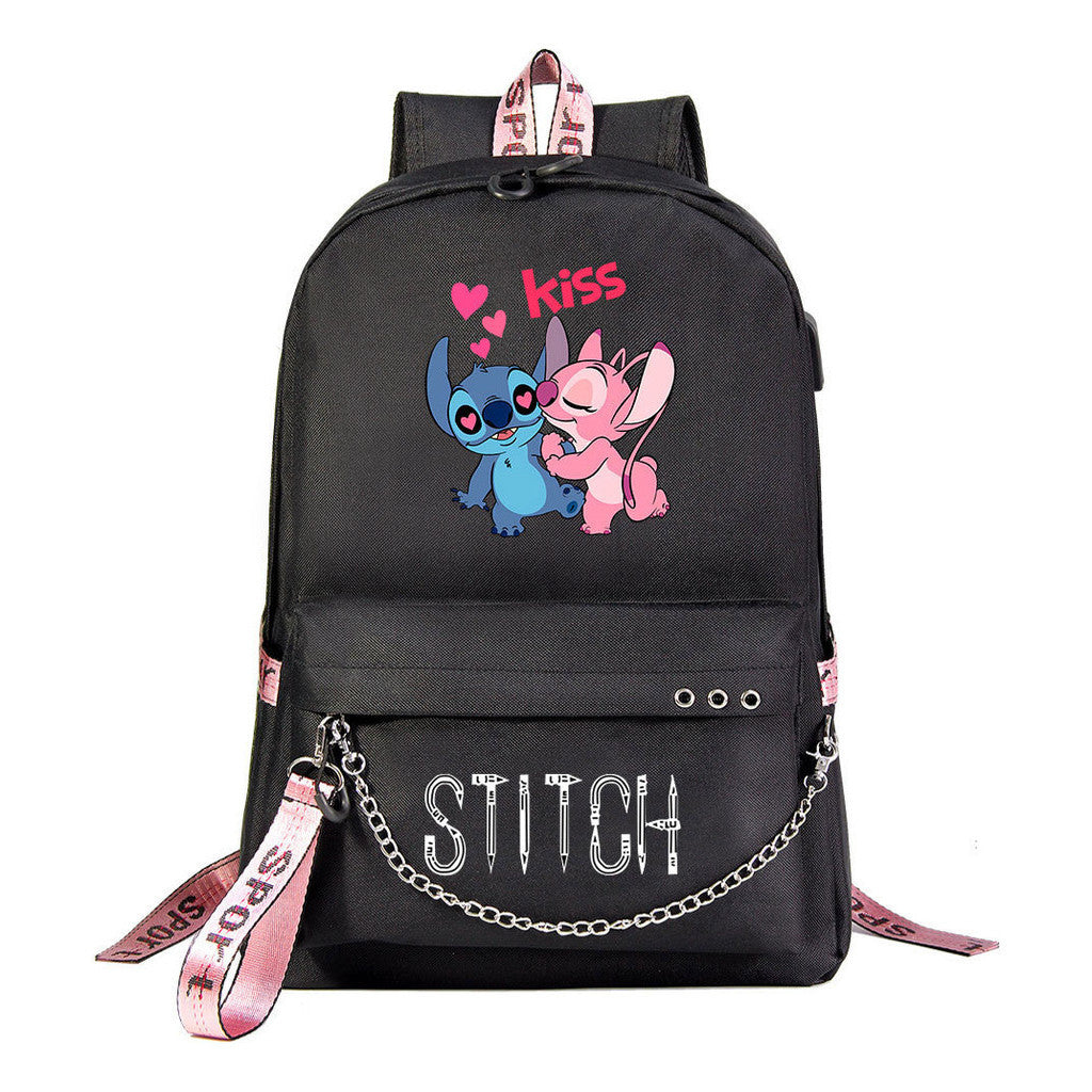 Interstellar Baby Stitch Printed Youth Student School Bag Casual Weaving Strap Backpack