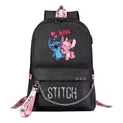 Interstellar Baby Stitch Printed Youth Student School Bag Casual Weaving Strap Backpack
