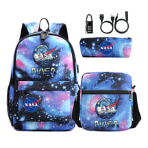 Fashionable Usb Password Lock Youth Student Backpack Three Piece Set Backpack
