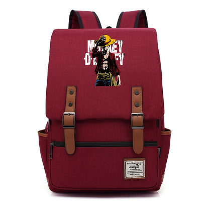 Anime Pirate King Luffy Printed Student Backpack For Men And Women With Casual Belt Buckle Classic Backpack