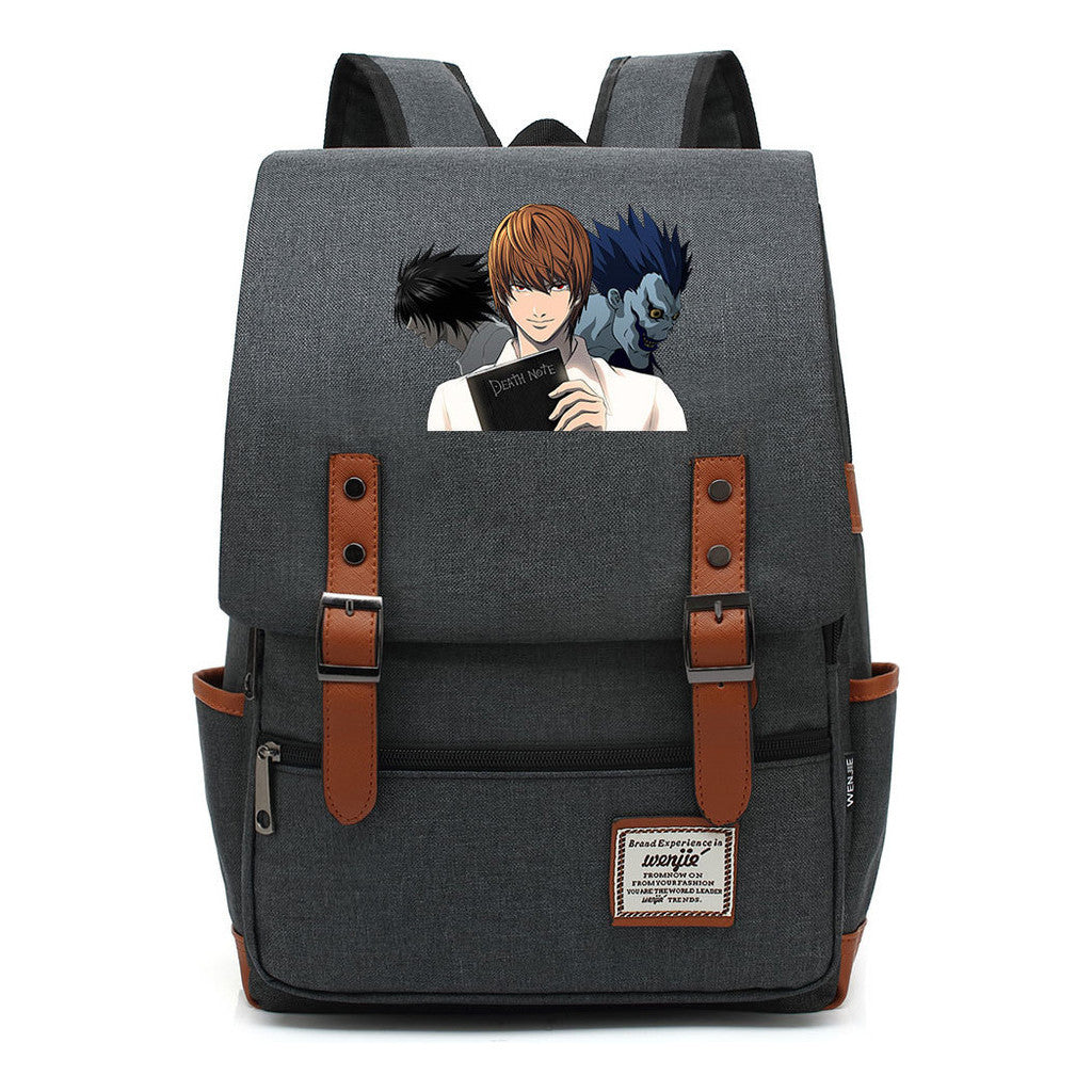 Manga Death Note Youth Student School Bag Men's And Women's Leisure Belt Buckle Backpack