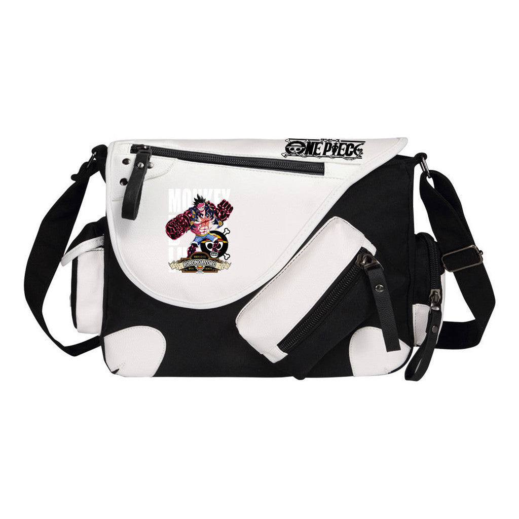 Anime One Piece Print Youth Student School Bag Canvas Single Shoulder Bag Men's And Women's Leisure Straddle Backpack