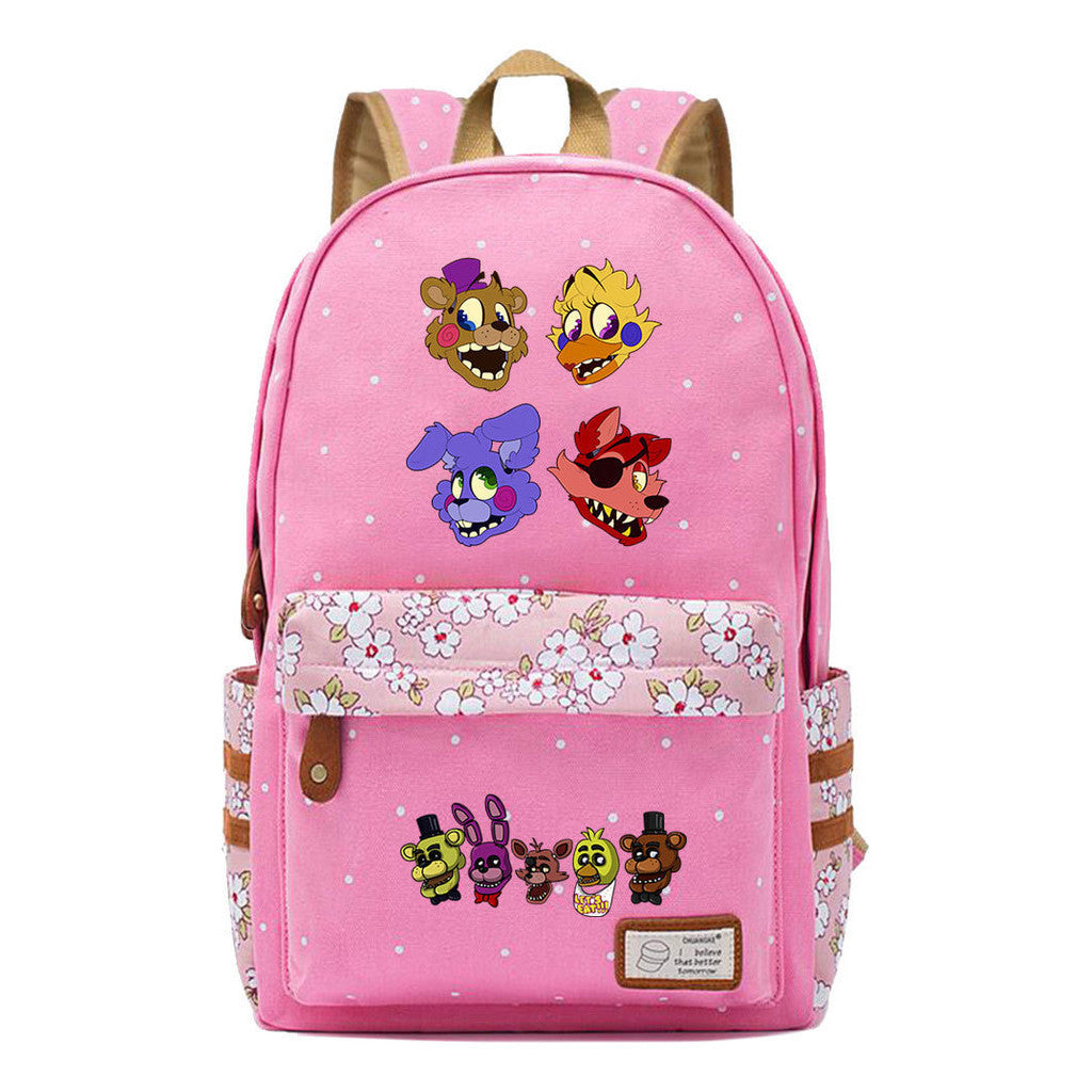 Toy Bear Game, Fashionable Print, Teenage Girl Student Backpack, Casual Canvas Backpack