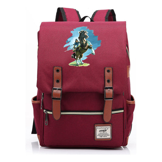 Game Zelda Printed Youth Student Backpack For Men And Women, Casual Belt Buckle, Classic Backpack
