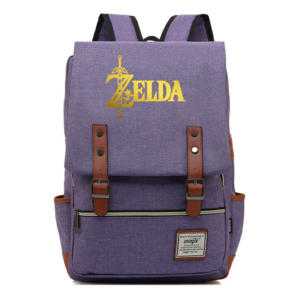 Golden Game Zelda Printed Youth Student Backpack For Men And Women, Casual Belt Buckle, Classic Backpack